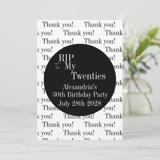 30e verjaardag RIP 20s Party Bedankt (Staand voorkant)