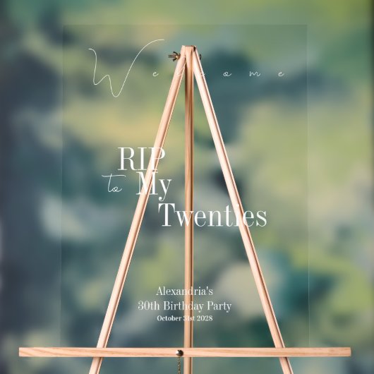 30e verjaardag RIP 20s Party Welkom Teken Acryl Bord (Neutraal)