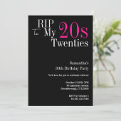 30e verjaardag RIP 20s Party Zwart en Roze Kaart (Staand voorkant)