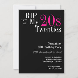 30e verjaardag RIP 20s Party Zwart en Roze Kaart