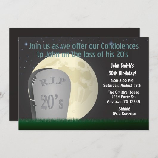 30e verjaardag RIP 20s Uitnodiging (Voorkant / Achterkant)