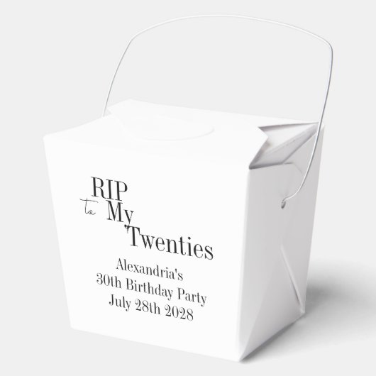 30e verjaardag RIP 20s zwart-wit feest Bedankdoosjes (Voorkant)