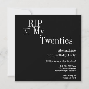 30e verjaardag RIP 20s zwart-wit feest Kaart