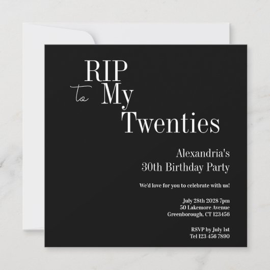 30e verjaardag RIP 20s zwart-wit feest Kaart (Voorkant)