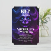 30e Verjaardag RIP Twenties Lady Skull Roze Paarse Kaart (Staand voorkant)