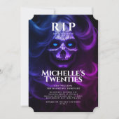 30e Verjaardag RIP Twenties Lady Skull Roze Paarse Kaart (Voorkant)