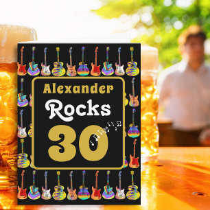 30e verjaardag Rock and Roll Gitaar Gepersonalisee Kaart