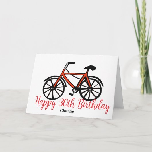 30e verjaardag rode fiets kaart (Voorkant)
