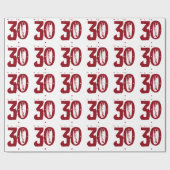 30e verjaardag, rode tekst op wit. cadeaupapier (Vlak)