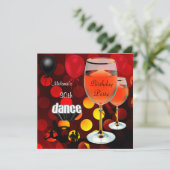 30e verjaardag Rode wijn dansballonnen Kaart (Staand voorkant)