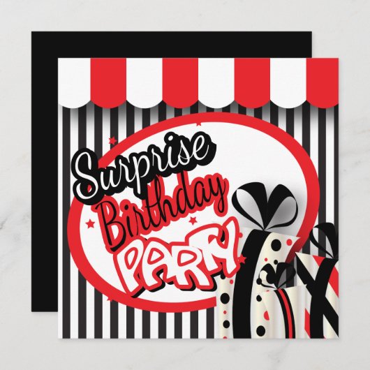 30e verjaardag | Rode, witte en zwarte strepen Kaart (Voorkant / Achterkant)