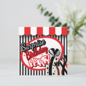 30e verjaardag | Rode, witte en zwarte strepen Kaart (Staand voorkant)