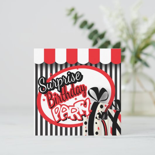 30e verjaardag | Rode, witte en zwarte strepen Kaart (Staand voorkant)