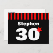 30e verjaardag Rode zwarte strepen en Star R12Z Aankondigingskaart (Voorkant / Achterkant)