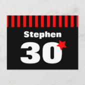 30e verjaardag Rode zwarte strepen en Star R12Z Aankondigingskaart (Voorkant)