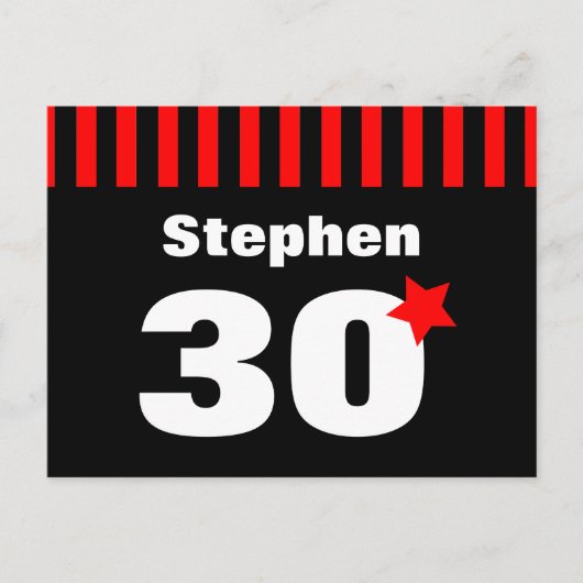 30e verjaardag Rode zwarte strepen en Star R12Z Aankondigingskaart (Voorkant)