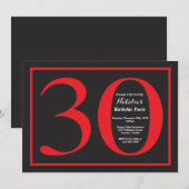 30e verjaardag rood en zwart schoolbord kaart (Voorkant / Achterkant)
