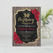 30e verjaardag - Rood hout rozen Kaart (Staand voorkant)