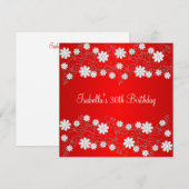 30e Verjaardag Rood & Wit Bloemen Kaart (Voorkant / Achterkant)