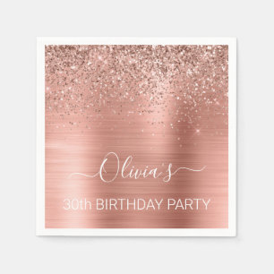 30e verjaardag Roos Gold - Blush Pink Glitter Napk Servet