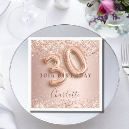 30e Verjaardag roos Gold Blush Pink Naam Servet