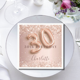 30e Verjaardag roos Gold Blush Pink Naam Servet