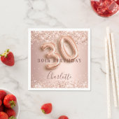 30e Verjaardag roos Gold Blush Pink Naam Servet (Insitu)