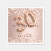 30e Verjaardag roos Gold Blush Pink Naam Servet (Voorkant)