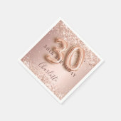 30e Verjaardag roos Gold Blush Pink Naam Servet (Hoek)