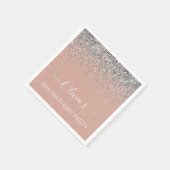 30e verjaardag Roos Gold Blush Pink Silver Glitter Servet (Hoek)