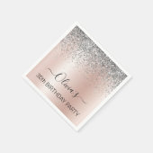 30e verjaardag Roos Gold Blush Pink Silver Glitter Servet (Hoek)