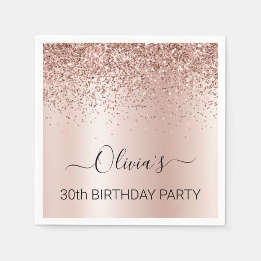 30e verjaardag Roos Gold - Blush roze glitter Servet (Voorkant)