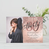 30e verjaardag Roos Gold Foil & Glitter Photo Kaart (Staand voorkant)