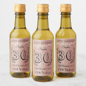 30e verjaardag Roos Gold Mini Wine Bottle Labels Wijn Etiket (Flessen)