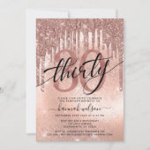 30e verjaardag Roos Gold Trendy Uitnodiging (Voorkant)