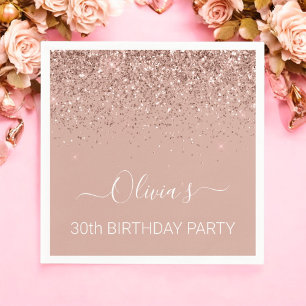 30e verjaardag Roos Goud Blush Roze Glitter Elke l Servet