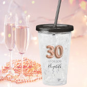 30e verjaardag roos goud confetti name acryl drinkbeker