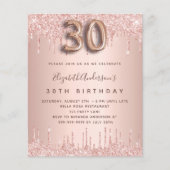 30e verjaardag roos goud glitter budget uitnodigin flyer (Voorkant)