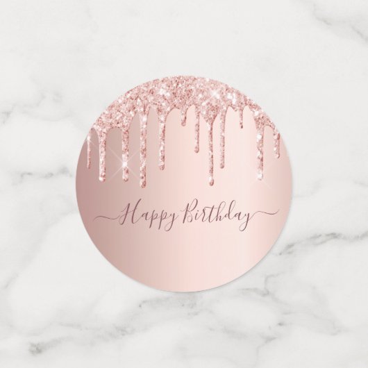 30e verjaardag roos goud glitter druppelt roze confetti (Kleine voorkant)