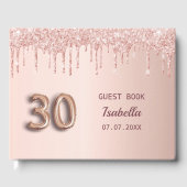 30e verjaardag roos goud glitter roze ballon gastenboek (Voorkant)