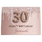 30e verjaardag roos goud glitter roze ballonstijl groot cadeauzakje (Voorkant)