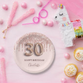 30e verjaardag roos goud glitter roze ballonstijl papieren bordje (Feest)