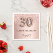 30e verjaardag roos goud glitter roze ballonstijl servet (Insitu)