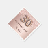 30e verjaardag roos goud glitter roze ballonstijl servet (Hoek)