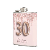 30e verjaardag roos goud glitter roze monogram gla heupfles (Links)