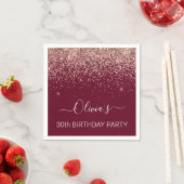 30e Verjaardag Roos Goud Roze Glitter Bourgogne Servet (Insitu)
