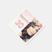 30e verjaardag roos goud wit foto servet (Hoek)