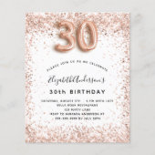 30e verjaardag roos goud witte budgetuitnodiging flyer (Voorkant)