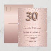 30e verjaardag roos gouddiamanten elegant briefkaart (Voorkant / Achterkant)