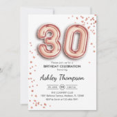 30e verjaardag - Roos gouden ballonnen Kaart (Voorkant)